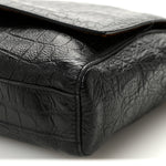 Calfskin Crocodile Embossed Suede Medium Reversible Monogram Kate Satchel Military Taupe