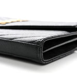 Grain De Poudre Matelasse Chevron Monogram Chain Wallet Black