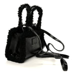 X UGG Crinkle Patent Shearling Small Shopping Bag Black