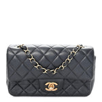 Lambskin Quilted Mini Rectangular Flap Black