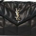 Lambskin Quilted Toy Loulou Puffer Monogram Chain Satchel Black