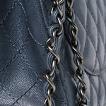 Caviar Quilted Jumbo Double Flap Dark Grey