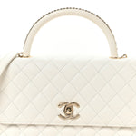 Caviar Quilted Small Chain Coco Handle Flap White