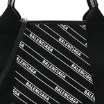 Cotton Canvas Calfskin Logo Print Navy Cabas XS Black White