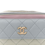 Goatskin Quilted Waist Bag Green Blue Pink