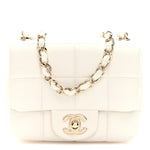 Lambskin Resin Crystal Square Quilted Mini Monacoco Flap White