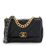 Goatskin Quilted Medium Chanel 19 Flap Navy Blue