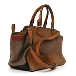 Mega Check Grained Calfskin Medium Harcourt Satchel Saddle Brown