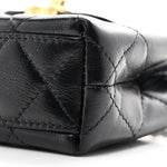 Shiny Aged Calfskin Quilted Mini Nano Kelly Shopper Black