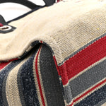 Striped Canvas Medium Deauville Tote Beige