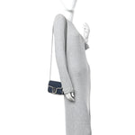 Vintage Effect Calfskin Matelasse Diagonal Super Mini Torchon GG Marmont Shoulder Bag Blue Agata Mystic White
