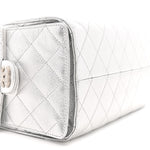 Metallic Caviar Quilted Small Chanel 25 Handbag Silver