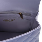 Lambskin Quilted Mini Top Handle Rectangular Flap Light Purple