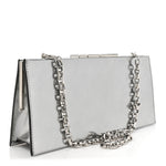 Metallic Calfskin Clutch Silver