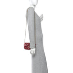 Azalea Calfskin Enamel Matelasse Diagonal Super Mini Torchon GG Marmont Shoulder Bag New Cherry Red Wild Rose