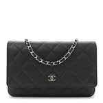 Caviar Quilted Wallet on Chain WOC Black