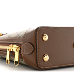 GG Supreme Monogram Azalea Calfskin Small Horsebit 1955 Top Handle Bag Beige Ebony Brown Sugar