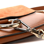 Suede Calfskin Small Faye Shoulder Bag Tobacco