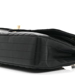 Lambskin Chevron Quilted Medium Double Flap Black