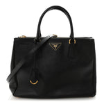 Saffiano Lux Large Galleria Double Zip Tote Black