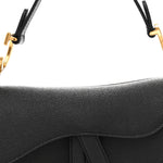 Grained Calfskin Mini Saddle Bag Black
