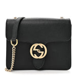 Dollar Calfskin Small Interlocking G Shoulder Bag Black