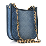 Washed Denim Quilted Small Hobo Blue