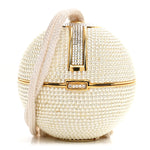 Swarovski Crystal Disco Ball Minaudiere Clutch White Gold