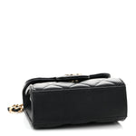 Lambskin Quilted Top Handle Flap Clutch With Chain Black