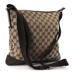 Monogram Calfskin Perforated Medium Flat Messenger Bag Dark Brown