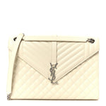 Grain De Poudre Textured Mixed Matelasse Large Triquilt Monogram Satchel Porcellana