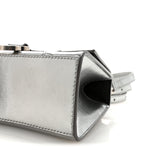 Metallic Textured Calfskin Hourglass Top Handle Bag XS Silver