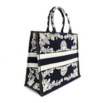 Canvas Embroidered Cornely Book Tote Blue White
