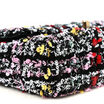 Tweed Sequin Small Single Flap Black Red Multicolor