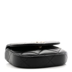 Lambskin Quilted Pearl Top Handle Clutch With Chain Black