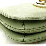 Roxy Calfskin Web Medium Blondie Top Handle Shoulder Flap Bag Salamander Green