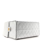 Metallic Caviar Quilted Medium Chanel 25 Handbag Silver