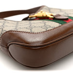 GG Supreme Monogram Azalea Calfskin Web Mini Jackie 1961 Hobo Beige Ebony Brown Sugar