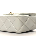 Lambskin Enamel Pearl Quilted Mini Charm Me Square Flap Light Blue