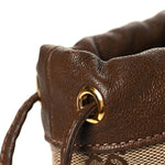 Monogram Textured Calfskin Horsebit 1955 Drawstring Bucket Bag Beige Brown Sugar