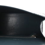Shiny Calfskin Crocodile Embossed Small Hourglass Top Handle Bag Dark Petrol Blue