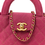 Denim Quilted Mini Nano Kelly Shopper Fuchsia