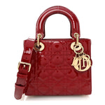 Patent Cannage Small Lady Dior Cherry Red