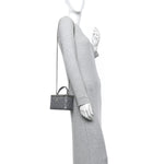 Patent Quilted Quilted Small Top Handle Vanity Case With Chain Grey