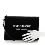 Linen Canvas Rive Gouche Zipped Pouch Black