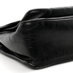 Crinkled Calfskin Monogram Medium Niki Chain Satchel Black