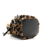 Shearling Vitello Dolce F is Fendi Macro FF 1974 Mini Mon Tresor Bucket Bag Tobacco Black