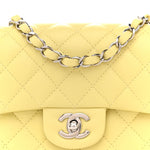 Lambskin Quilted Mini Square Flap Yellow