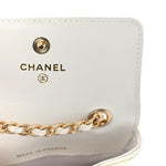 Shiny Aged Calfskin Quilted Waist Belt Bag White