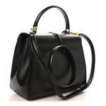 Satinated Calfskin Small 16 Top Handle Bag Black